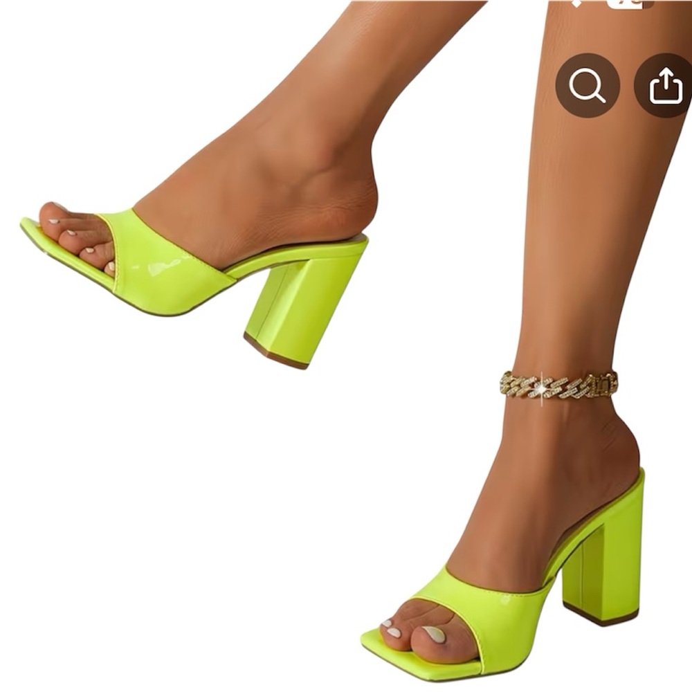 Rouge Helium Lime Green Block Heels